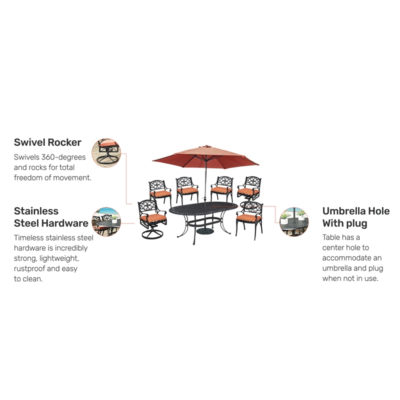 Homestyles Sanibel Aluminum 7 Piece Outdoor Dining Set in Black