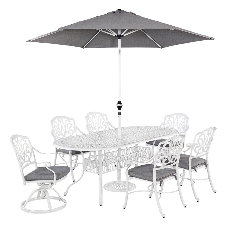 white aluminum dining set