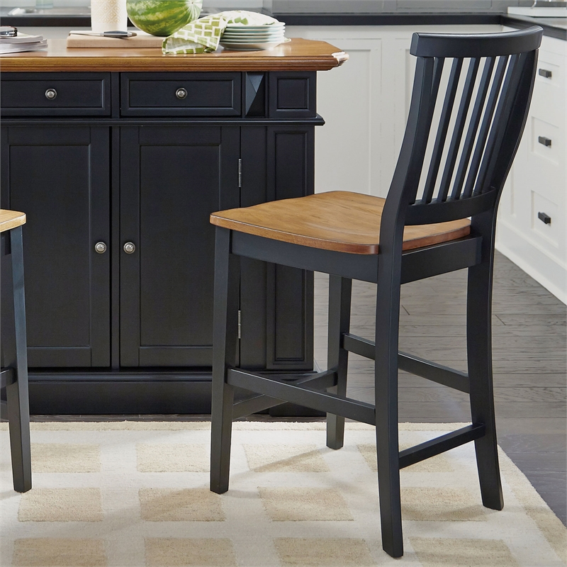 Homestyles Americana Wood Counter Stool in Black