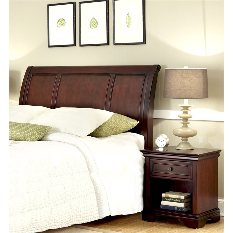 Homestyles Lafayette Full Queen Wooden Sleigh Headboard and Nightstand