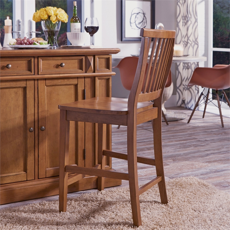 Homestyles Americana Wood Counter Stool in Brown