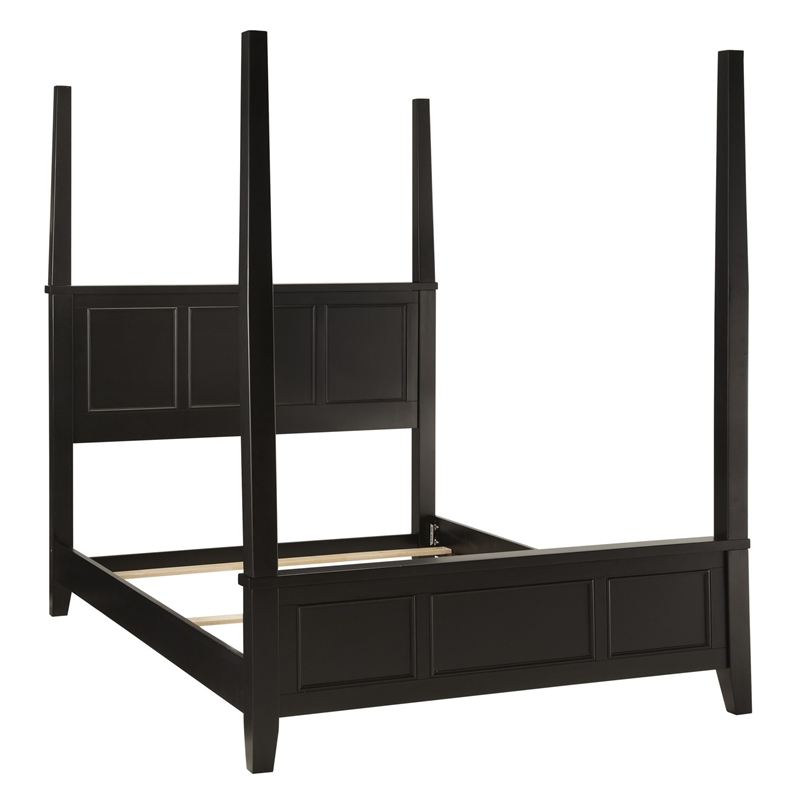 Homestyles Bedford Wood King Poster Bed in Black