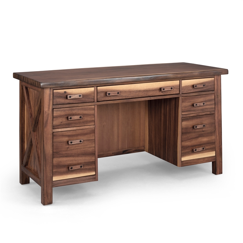 Homestyles Forest Retreat Wood Pedestal Desk in Brown