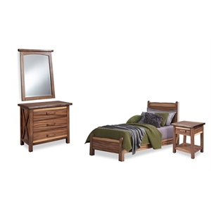 forest retreat brown wood twin bed nightstand chest and mirror