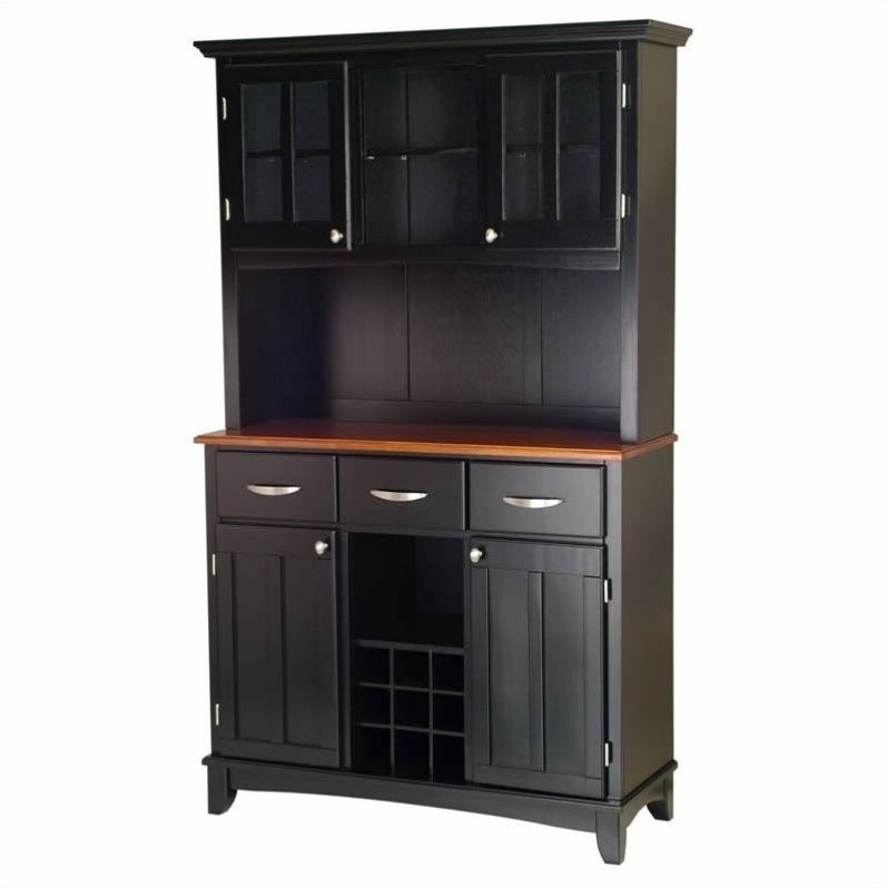 Home Styles 3 Drawer Black Buffet And 2 Door Hutch With Cottage
