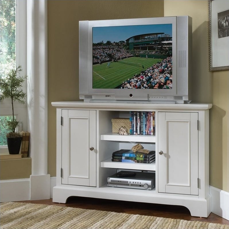 50" Corner Entertainment Credenza in White - 5530-07