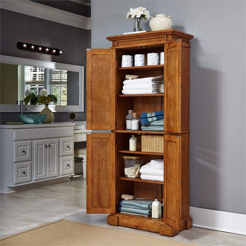 Homestyles Americana Wood Kitchen Pantry in Brown