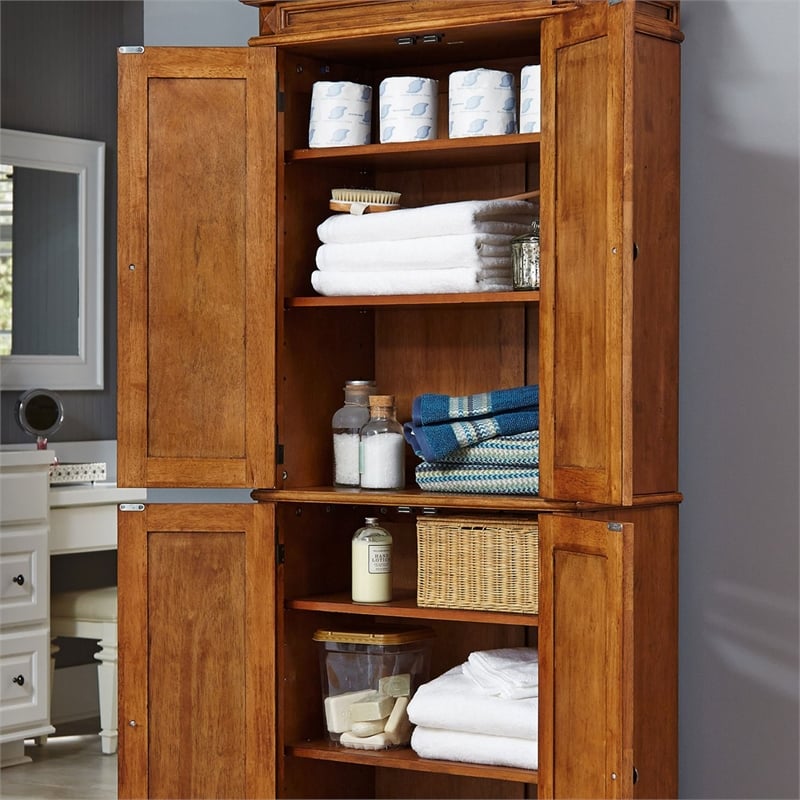 Homestyles Americana Wood Kitchen Pantry in Brown Cymax Business