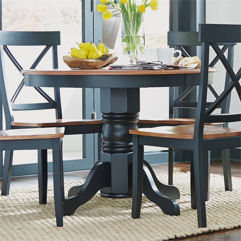 Homestyles Bishop Wood Pedestal Table in Black