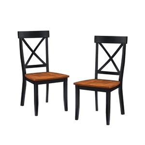 Homestyles Dining Chair in Black and Cottage Oak (Set of 2)