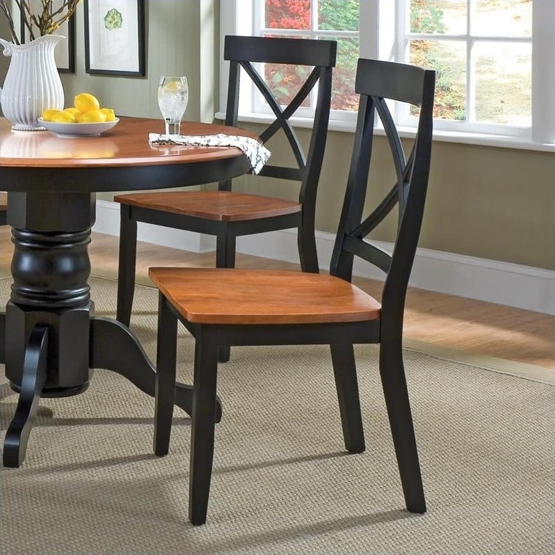 Home Styles Dining Chair In Black And Cottage Oak Set Of 2