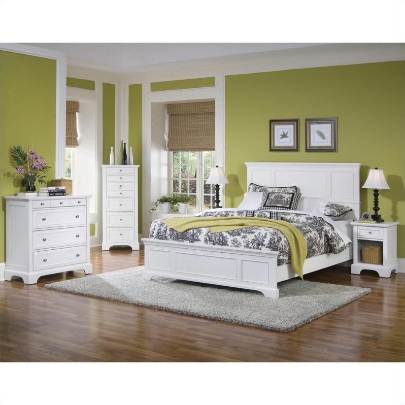 Homestyles Naples Wood Queen Bed in Off White