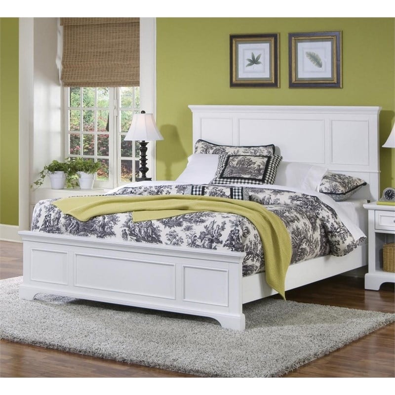 Homestyles Naples Wood Queen Bed in Off White