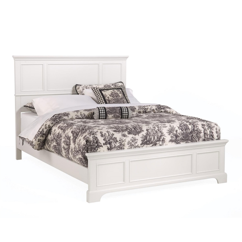 Homestyles Naples Wood Queen Bed in Off White