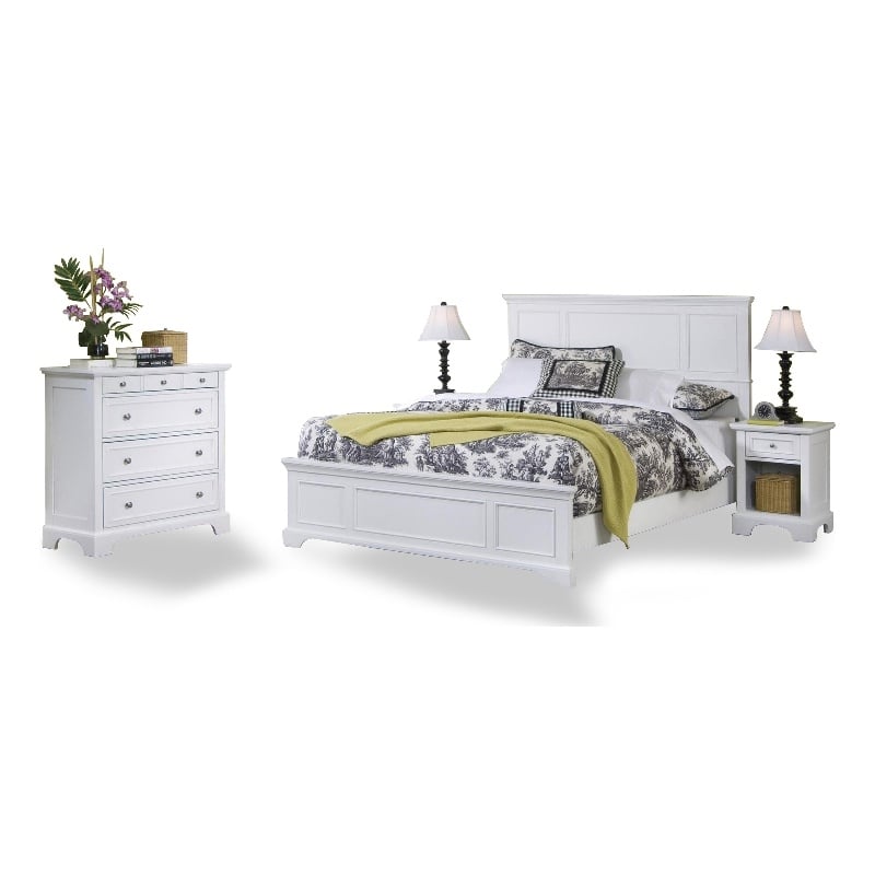 Homestyles Naples Contemporary Wood Queen Bed and Nightstand with Chest