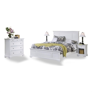 homestyles naples 3 piece panel bedroom set with chest and nightstand in white