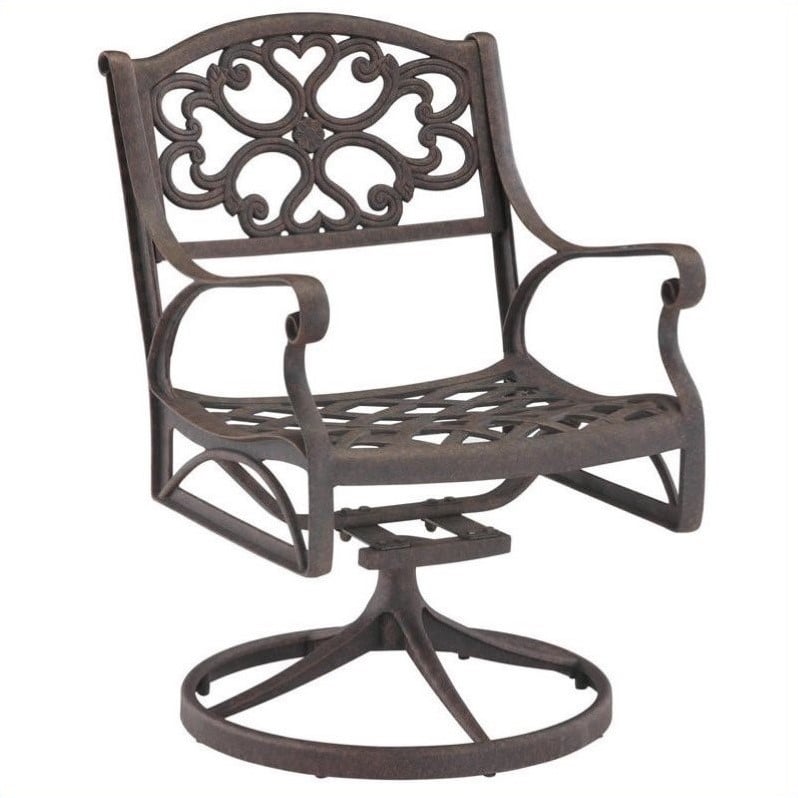 Biscayne Outdoor Swivel Dining Arm Chair In Rust Brown 5555 53 Biscayne Outdoor Swivel Dining Arm Chair In Rust Brown
