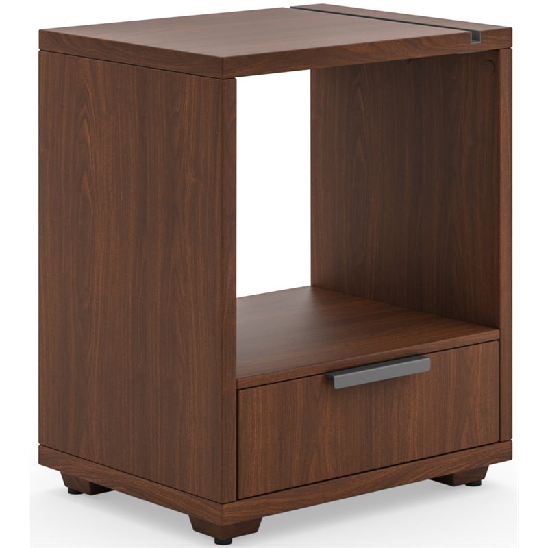 Homestyles Merge Wood Queen Bed with Nightstand in Brown