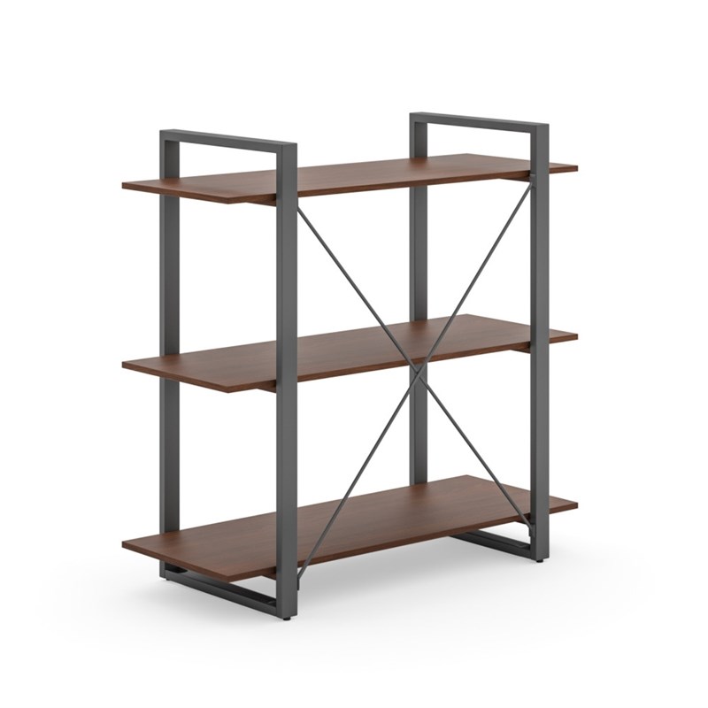 Homestyles Merge Wood Three-Shelf Bookcase in Brown
