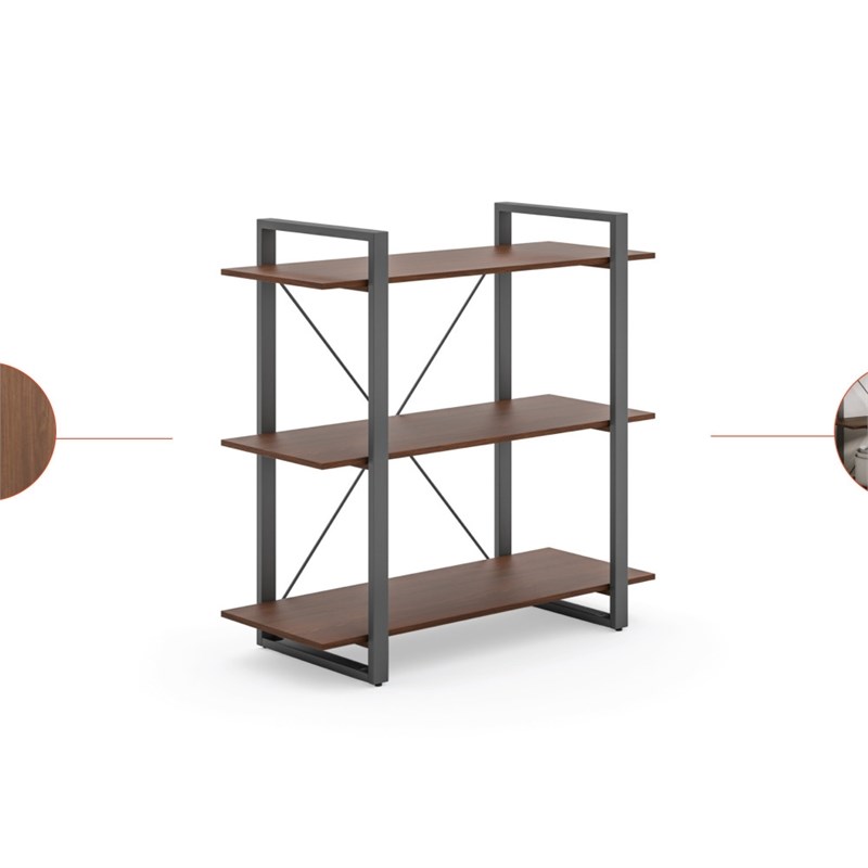 Homestyles Merge Wood Three-Shelf Bookcase in Brown