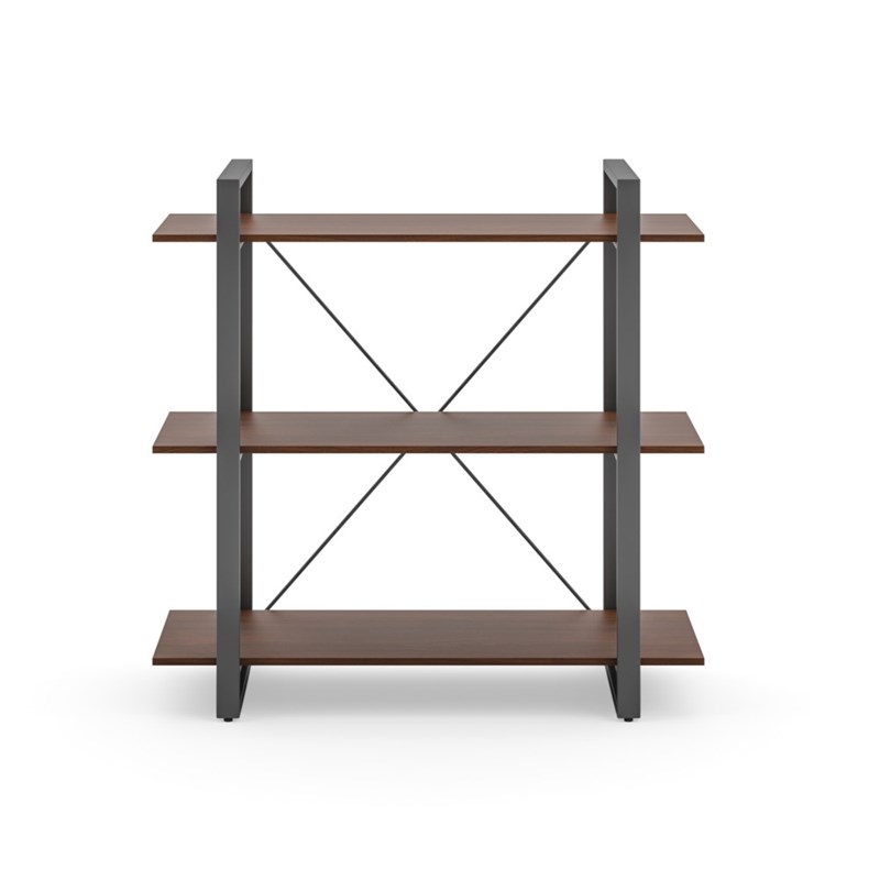 Homestyles Merge Wood Three-Shelf Bookcase in Brown