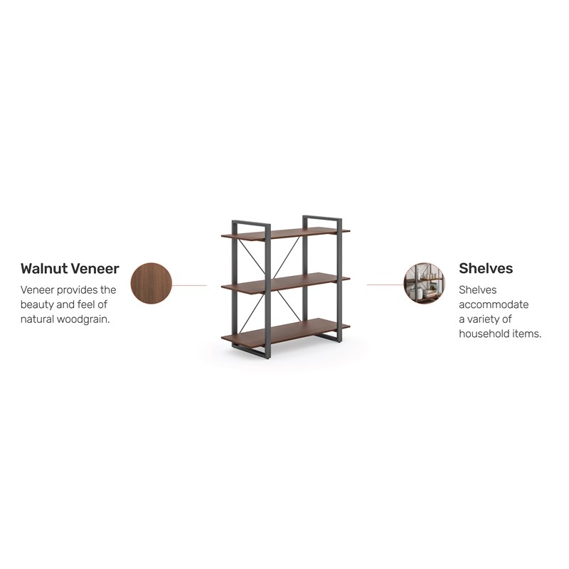 Homestyles Merge Wood Three-Shelf Bookcase in Brown