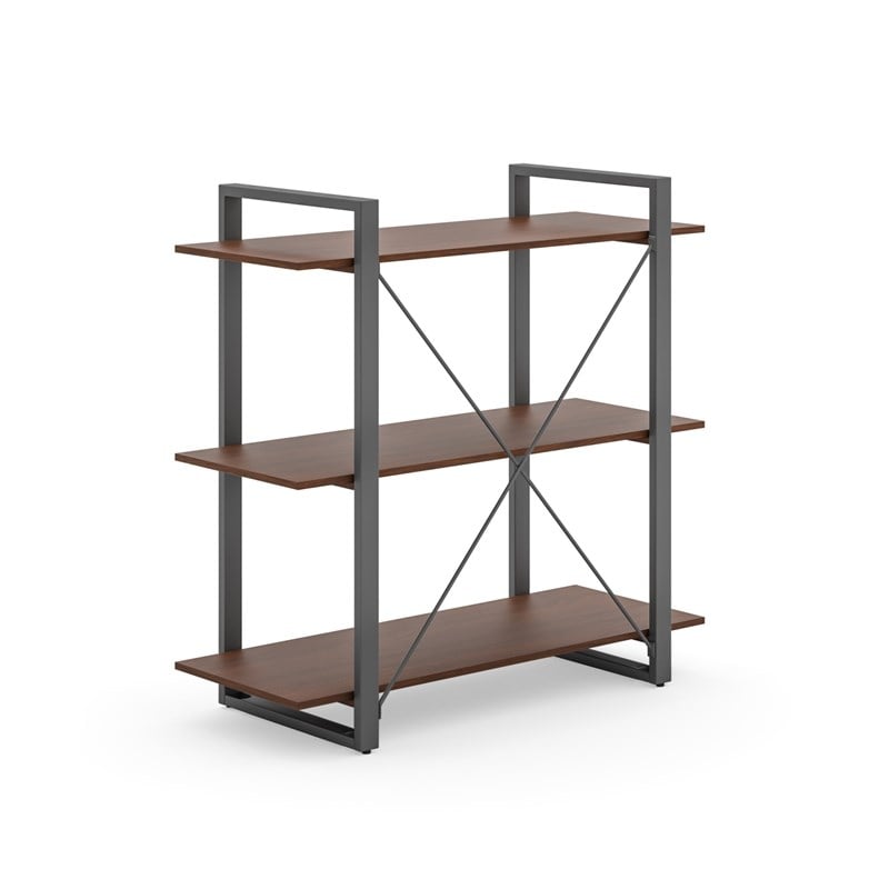 Homestyles Merge Wood Three-Shelf Bookcase in Brown