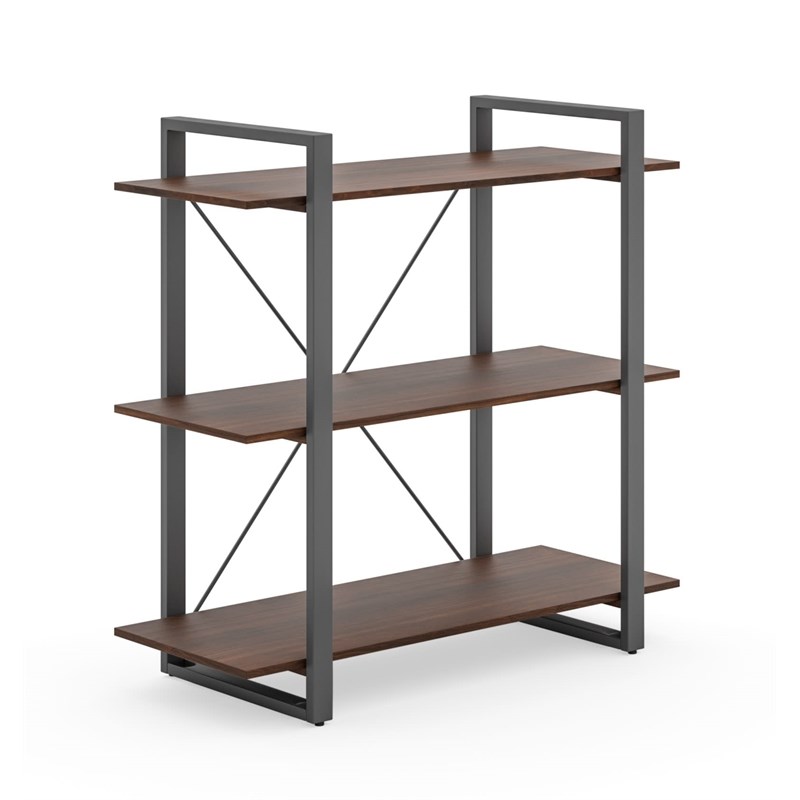 Homestyles Merge Wood Three-Shelf Bookcase in Brown