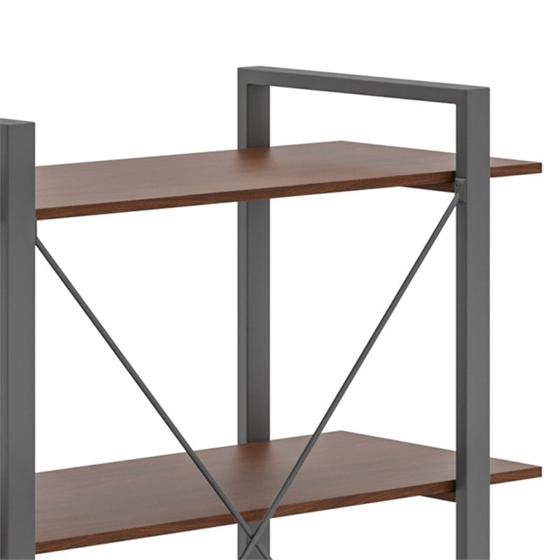 Homestyles Merge Wood Three-Shelf Bookcase in Brown