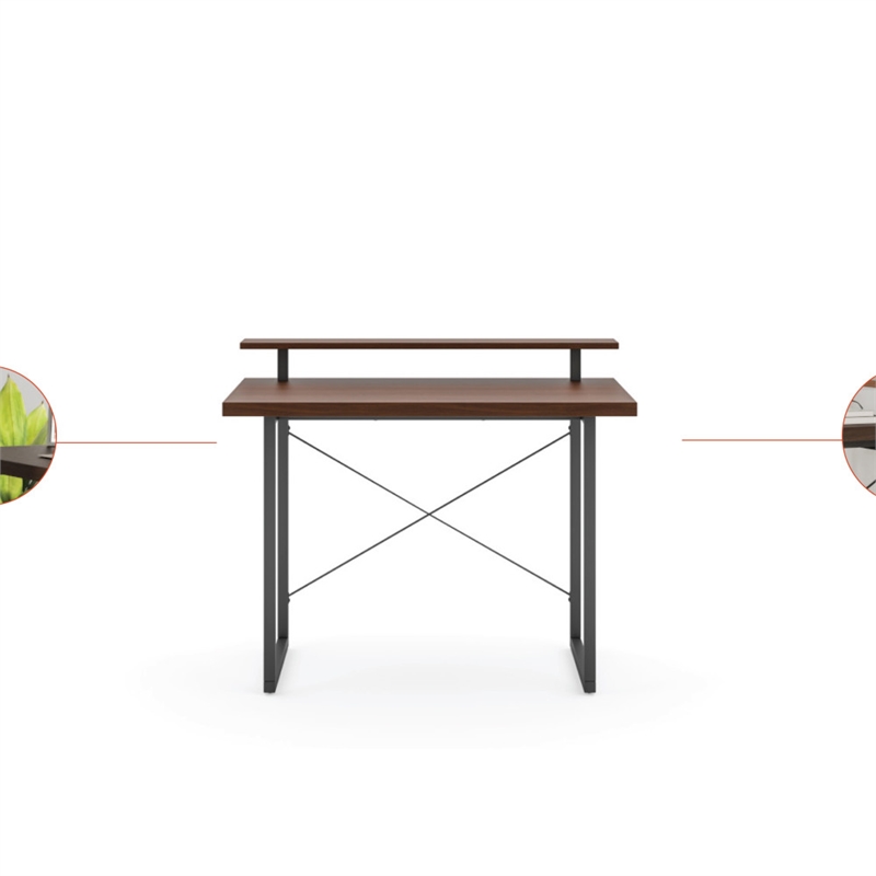 Homestyles Merge Wood Desk with Monitor Stand in Brown