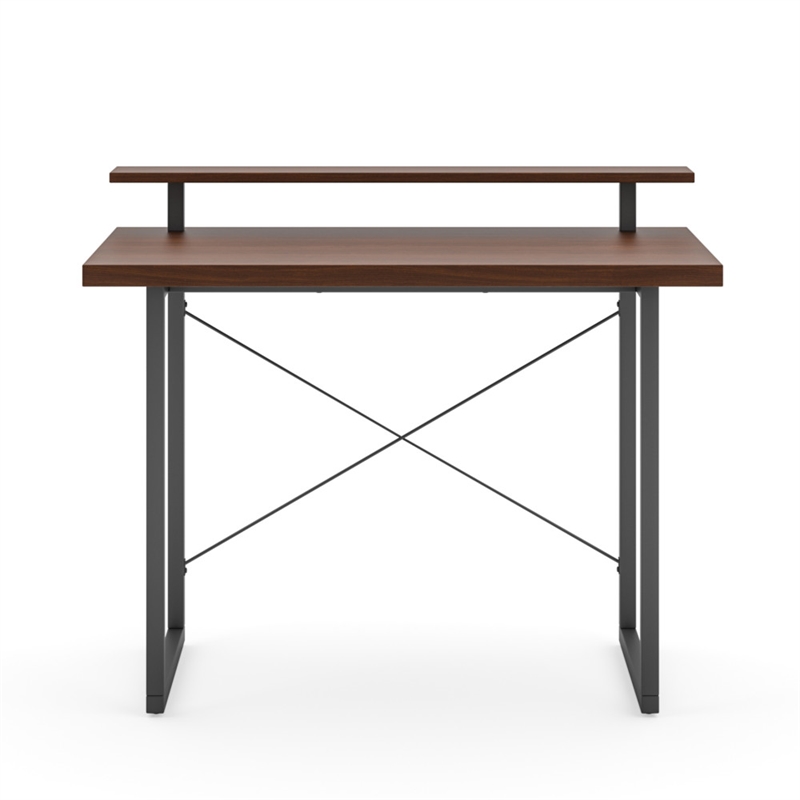Homestyles Merge Wood Desk with Monitor Stand in Brown