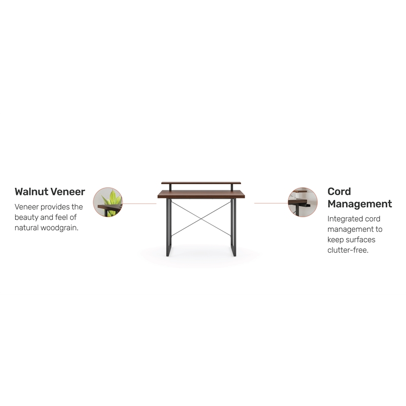 Homestyles Merge Wood Desk with Monitor Stand in Brown