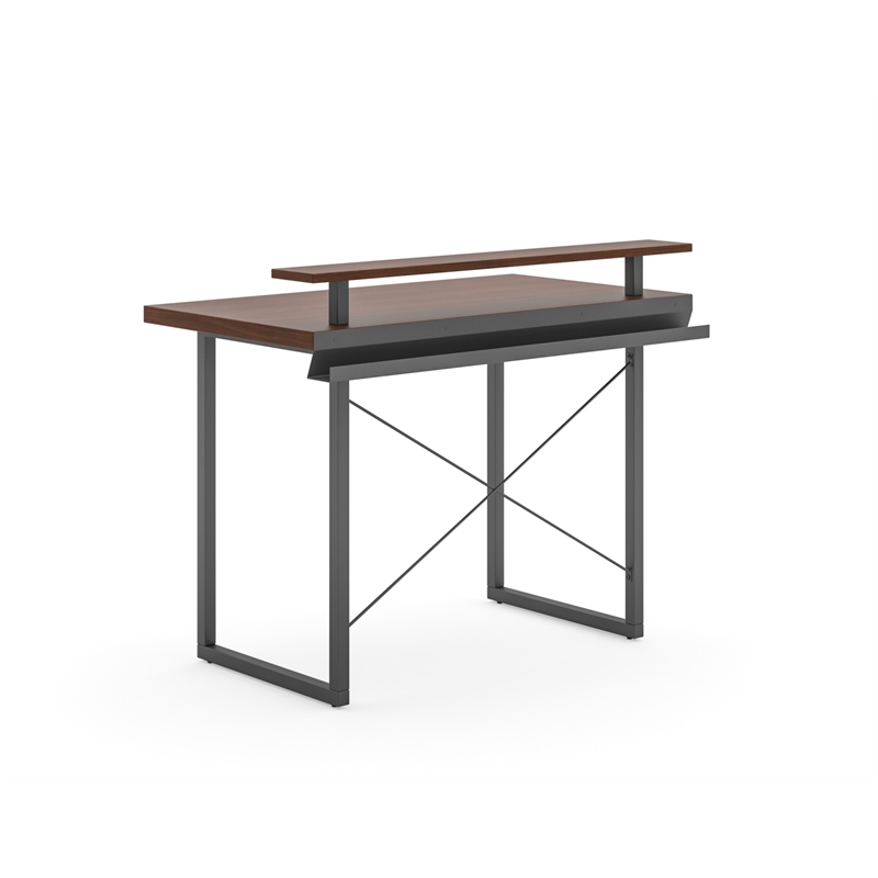 Homestyles Merge Wood Desk with Monitor Stand in Brown