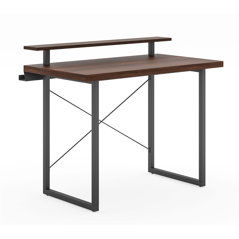 Homestyles Merge Wood Desk with Monitor Stand in Brown