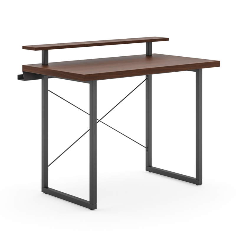 Homestyles Merge Wood Desk with Monitor Stand in Brown