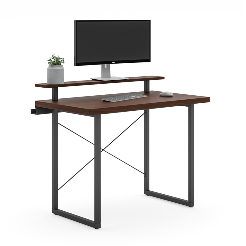 Homestyles Merge Wood Desk with Monitor Stand in Brown