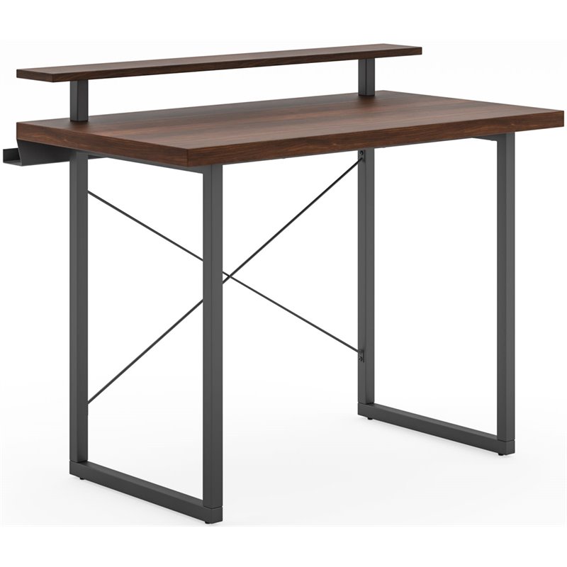 Homestyles Merge Wood Desk with Monitor Stand in Brown