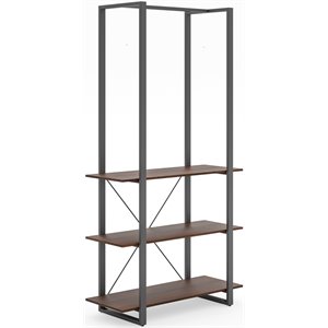 Homestyles Merge Engineered Wood Personal Organizer Bookcase in Walnut Brown