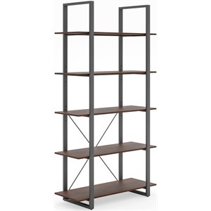 Merge Brown Wood Five-Shelf Bookcase