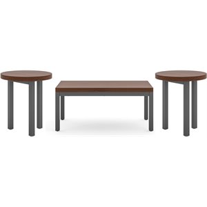merge brown wood 3-piece coffee table set