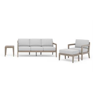 sustain gray wood outdoor sofa 3 piece set