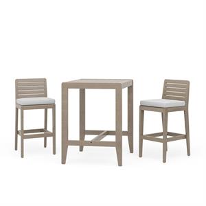 sustain gray wood outdoor high bistro table and two stools