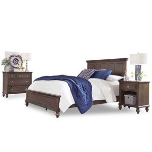 southport brown wood queen bed with nightstand and chest