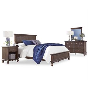 southport brown wood queen bed with nightstand and dresser with mirror
