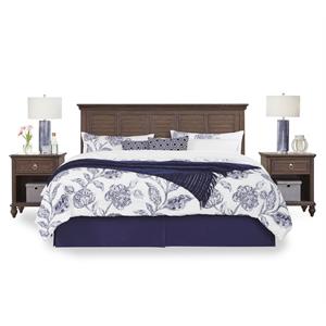 southport brown wood king headboard and two nightstands