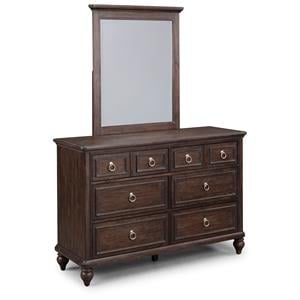 southport brown wood dresser with mirror