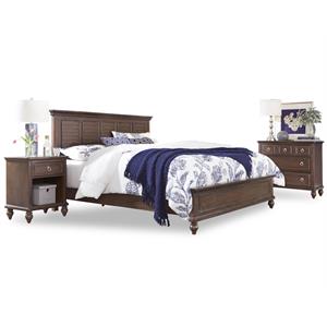 southport brown wood king bed with nightstand and chest