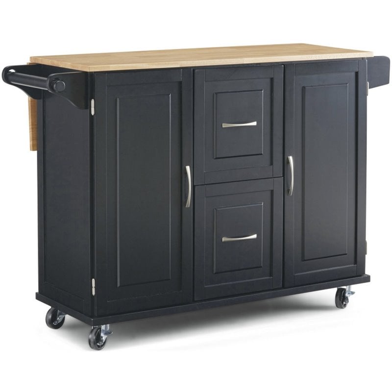 Homestyles Dolly Madison Wood Kitchen Cart in Black