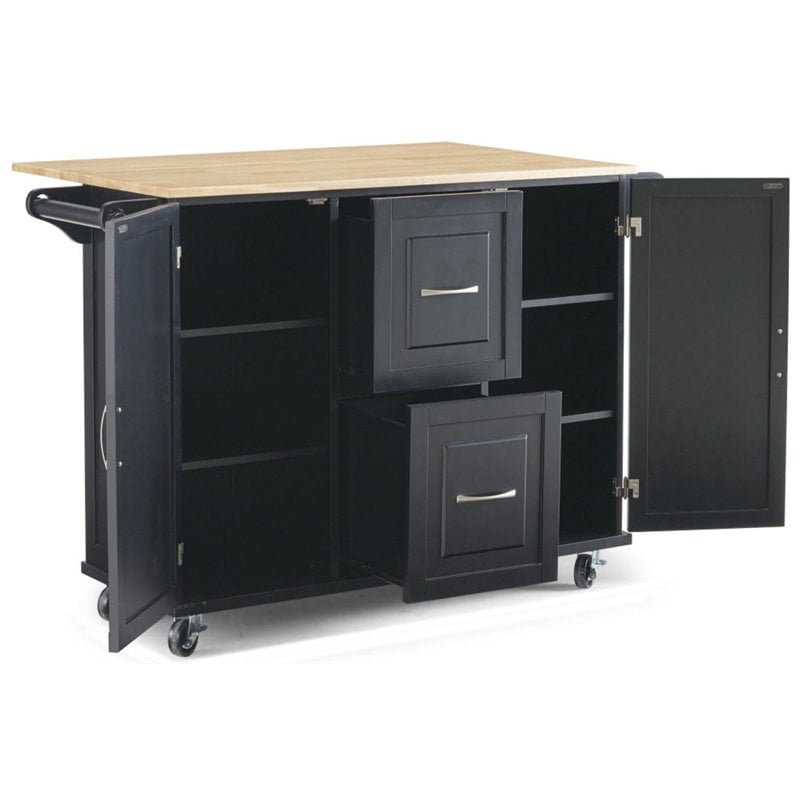 Homestyles Dolly Madison Wood Kitchen Cart in Black