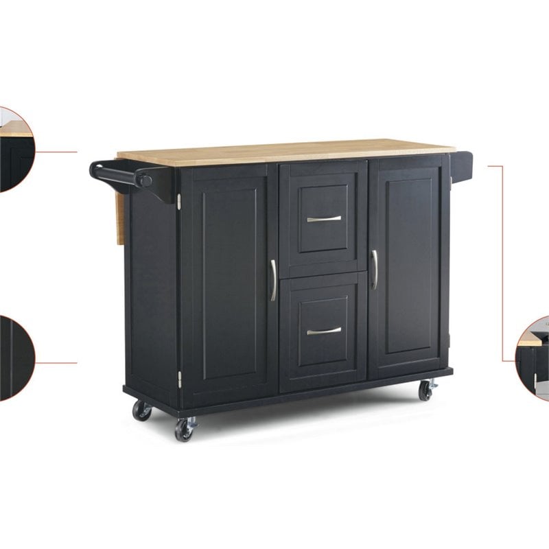 Homestyles Dolly Madison Wood Kitchen Cart in Black